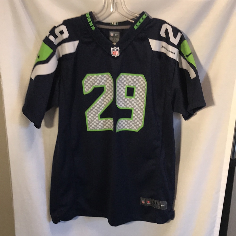 Seahawks boys size XL blue football jersey